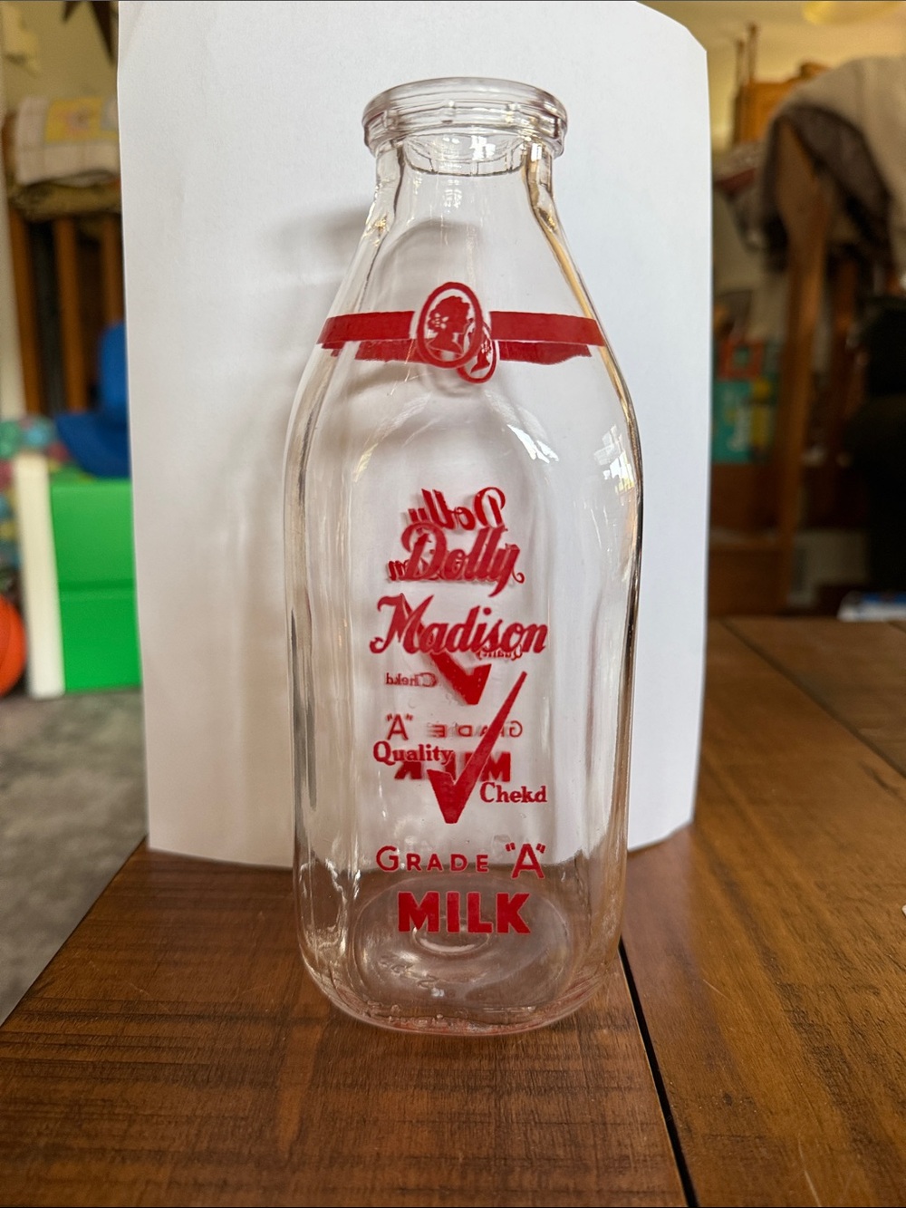 Dolly Madison Clear Glass Milk Bottle
